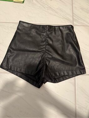 Divided Black High-Waist Faux Leather Shorts